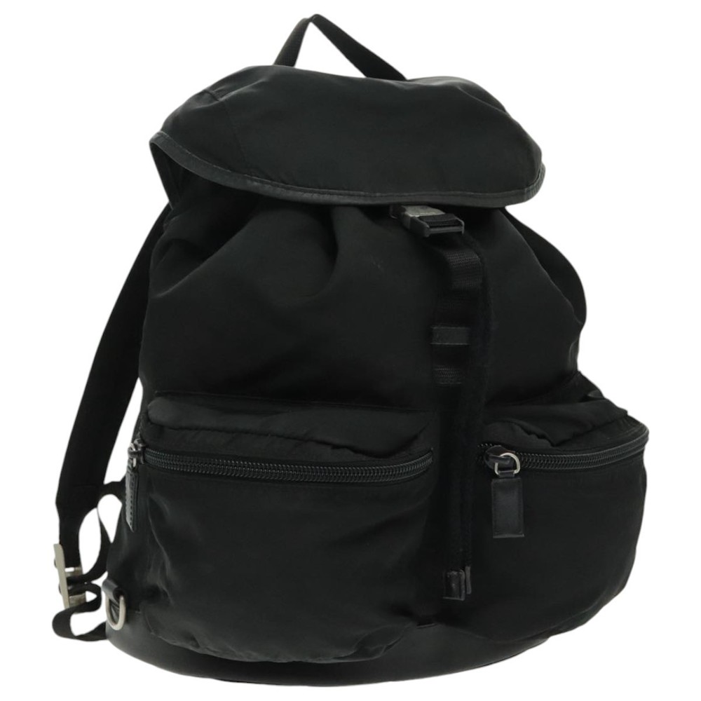 PRADA Backpack Nylon Black Silver Auth ep6168 - Picture 1 of 16